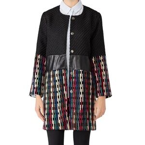 Lavand textured faux leather twill colorblock coat Size XS
